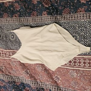 Gaze White Spaghetti Strap Bodysuit